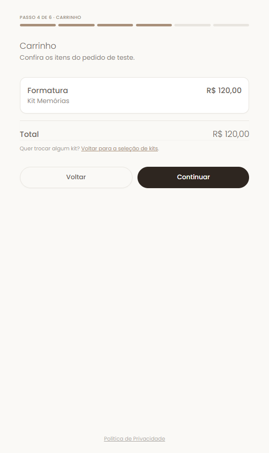 Carrinho do pedido